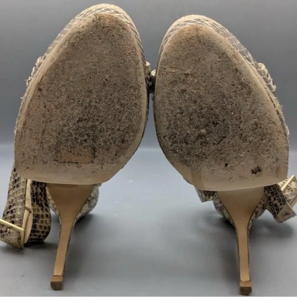 Jimmy Choo, 8.5 (EU 39) Snake Embossed Leather Strappy Heels, w/ COA - Picture 9 of 15